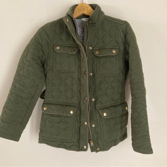 Market & Spruce Jackets & Blazers - Market & Spruce Olive Quilted Jacket with Gold Buttons and zipper Size XS
